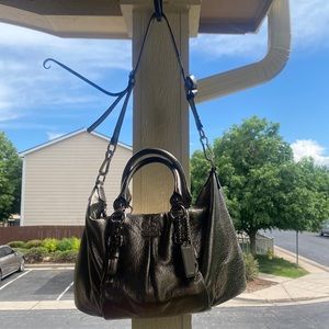 COACH F1293-21252 Madison Juliet Leather Silver Metallic Purse-Silver/Bronze